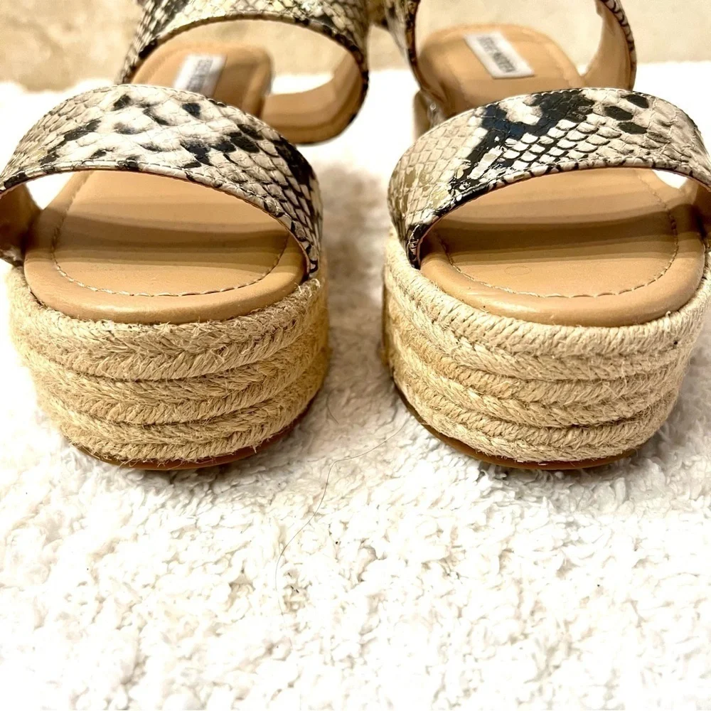Steve Madden Fifer Python Snake Print Espadrille Wedge Sandals Platform women 6